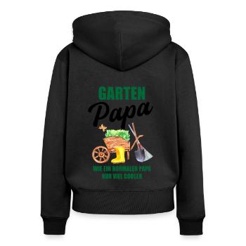 Garten Papa Lustiger Spruch Geschenk Herren - Frauen Premium Bio Zip Hoodie - Schwarz - Hinten - Julia (174cm)