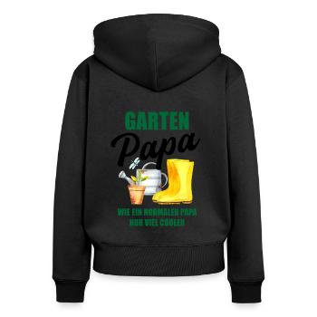 Garten Papa Lustiger Spruch Geschenk Herren - Frauen Premium Bio Zip Hoodie - Schwarz - Hinten - Julia (174cm)