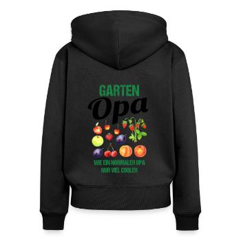 Garten Opa Lustiger Spruch Geschenk Herren - Frauen Premium Bio Zip Hoodie - Schwarz - Hinten - Julia (174cm)