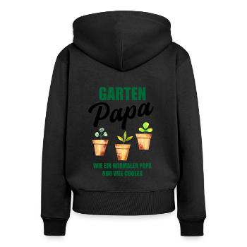 Garten Papa Lustiger Spruch Geschenk Herren - Frauen Premium Bio Zip Hoodie - Schwarz - Hinten - Julia (174cm)