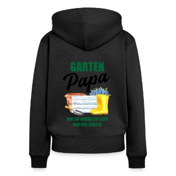Garten Papa Lustiger Spruch Geschenk Herren - Frauen Premium Bio Zip Hoodie - Schwarz - Hinten - Julia (174cm)