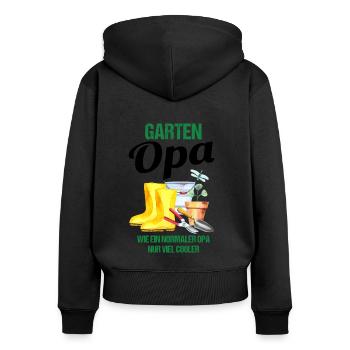 Garten Opa Lustiger Spruch Geschenk Herren - Frauen Premium Bio Zip Hoodie - Schwarz - Hinten - Julia (174cm)
