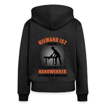 Handwerker Handwerk Lustiger Spruch Geschenk - Frauen Premium Bio Zip Hoodie - Schwarz - Hinten - Julia (174cm)