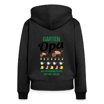 Garten Opa Lustiger Spruch Geschenk Herren - Frauen Premium Bio Zip Hoodie - Schwarz - Hinten - Julia (174cm)