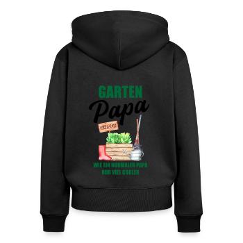 Garten Papa Lustiger Spruch Geschenk Herren - Frauen Premium Bio Zip Hoodie - Schwarz - Hinten - Julia (174cm)