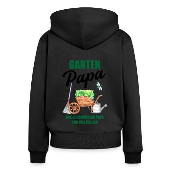 Garten Papa Lustiger Spruch Geschenk Herren - Frauen Premium Bio Zip Hoodie - Schwarz - Hinten - Julia (174cm)