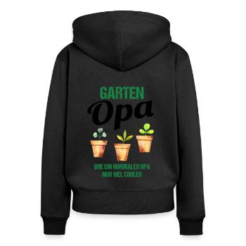 Garten Opa Lustiger Spruch Geschenk Herren - Frauen Premium Bio Zip Hoodie - Schwarz - Hinten - Julia (174cm)