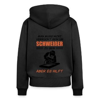 Schweißer Lustiger Spruch Handwerker Geschenk - Frauen Premium Bio Zip Hoodie - Schwarz - Hinten - Julia (174cm)