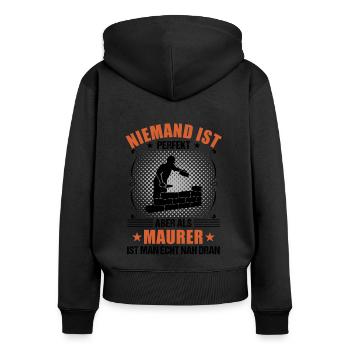 Maurer Lustiger Spruch Bauhandwerker Geschenk - Frauen Premium Bio Zip Hoodie - Schwarz - Hinten - Julia (174cm)