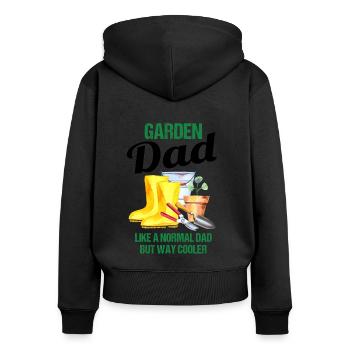 Garten Papa Lustiger Spruch Geschenk Herren - Frauen Premium Bio Zip Hoodie - Schwarz - Hinten - Julia (174cm)