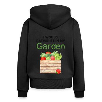Jardin Drôle de dicton Jardinier amateur Idée cadeau - Sweat à capuche zippé Premium bio Femme - noir - Dos - Julia (174cm)