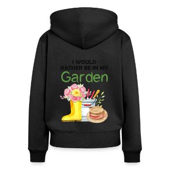 Garten Lustiger Spruch Hobbygärtner Geschenkidee - Frauen Premium Bio Zip Hoodie - Schwarz - Hinten - Julia (174cm)