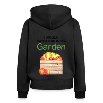 Jardin Drôle de dicton Jardinier amateur Idée cadeau - Sweat à capuche zippé Premium bio Femme - noir - Dos - Julia (174cm)