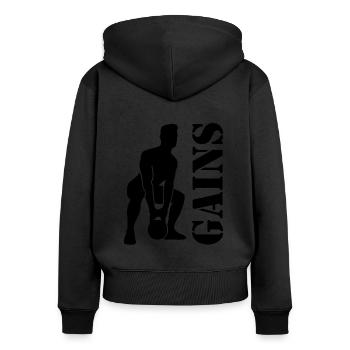 Bodybuilder Strength Sport Squats Squats Gift - Women's Premium Organic Zip Hoodie - black - Back - Julia (174cm)