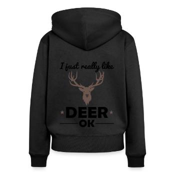 cerf animaux des bois amoureux des animaux dire cadeau - Sweat à capuche zippé Premium bio Femme - noir - Dos - Julia (174cm)