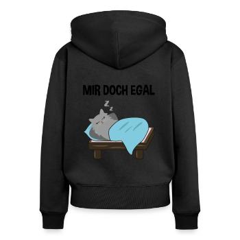 Faule Freche Katze Lustiger Spruch Geschenk - Frauen Premium Bio Zip Hoodie - Schwarz - Hinten - Julia (174cm)
