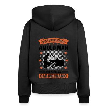 Automechaniker Alter Mann Spruch Herren Geschenk - Frauen Premium Bio Zip Hoodie - Schwarz - Hinten - Julia (174cm)