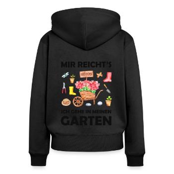Garten Lustiger Spruch Hobbygärtner Geschenkidee - Frauen Premium Bio Zip Hoodie - Schwarz - Hinten - Julia (174cm)