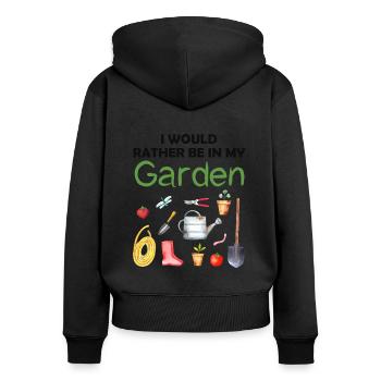 Garten Lustiger Spruch Hobbygärtner Geschenkidee - Frauen Premium Bio Zip Hoodie - Schwarz - Hinten - Julia (174cm)