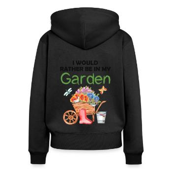 Jardin drôle Dicton Hobby Gardener Idée cadeau - Sweat à capuche zippé Premium bio Femme - noir - Dos - Julia (174cm)