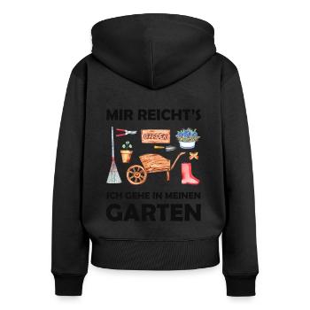 Garten Lustiger Spruch Hobbygärtner Geschenkidee - Frauen Premium Bio Zip Hoodie - Schwarz - Hinten - Julia (174cm)