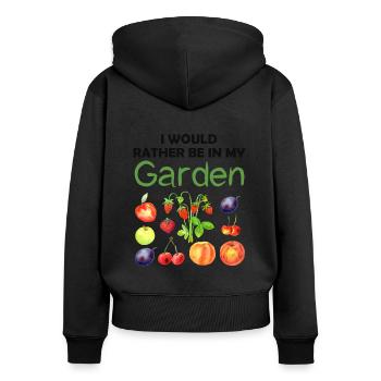 Jardin drôle Dicton Hobby Gardener Idée cadeau - Sweat à capuche zippé Premium bio Femme - noir - Dos - Julia (174cm)