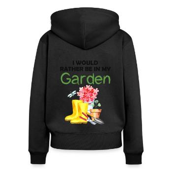 Jardin drôle Dicton Hobby Gardener Idée cadeau - Sweat à capuche zippé Premium bio Femme - noir - Dos - Julia (174cm)
