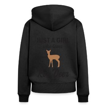 Reh Rehkitz Waldtiere Mädchen Geschenk - Frauen Premium Bio Zip Hoodie - Schwarz - Hinten - Julia (174cm)