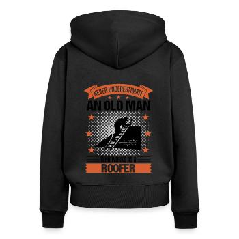 Roofer Old Man Saying Men's Gift - Women's Premium Organic Zip Hoodie - black - Back - Julia (174cm)