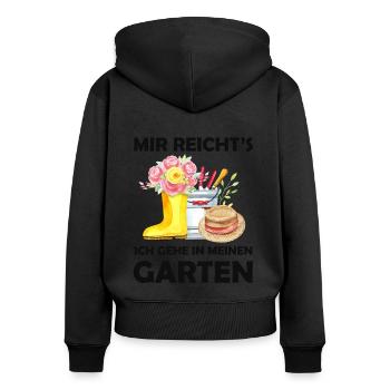 Garten Lustiger Spruch Hobbygärtner Geschenkidee - Frauen Premium Bio Zip Hoodie - Schwarz - Hinten - Julia (174cm)