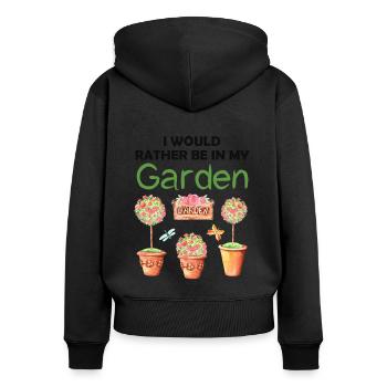 Jardin drôle Dicton Hobby Gardener Idée cadeau - Sweat à capuche zippé Premium bio Femme - noir - Dos - Julia (174cm)