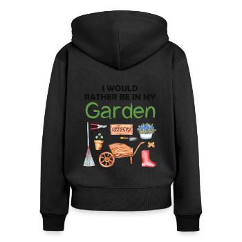 Jardin drôle Dicton Hobby Gardener Idée cadeau - Sweat à capuche zippé Premium bio Femme - noir - Dos - Julia (174cm)