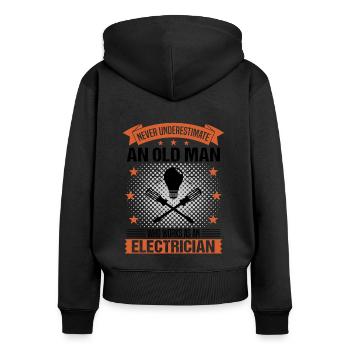Elektriker Alter Mann Spruch Herren Geschenk - Frauen Premium Bio Zip Hoodie - Schwarz - Hinten - Julia (174cm)