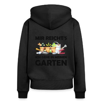 Garten Lustiger Spruch Hobbygärtner Geschenkidee - Frauen Premium Bio Zip Hoodie - Schwarz - Hinten - Julia (174cm)