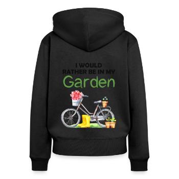 Jardin drôle Dicton Hobby Gardener Idée cadeau - Sweat à capuche zippé Premium bio Femme - noir - Dos - Julia (174cm)