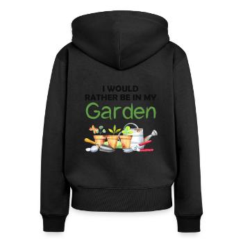 Jardin drôle Dicton Hobby Gardener Idée cadeau - Sweat à capuche zippé Premium bio Femme - noir - Dos - Julia (174cm)
