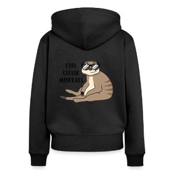 Suricate cool drôle de dicton cadeau - Sweat à capuche zippé Premium bio Femme - noir - Dos - Julia (174cm)