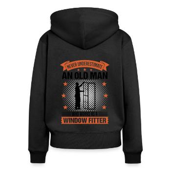 Window manufacturer Old man saying gentlemen gift - Women's Premium Organic Zip Hoodie - black - Back - Julia (174cm)