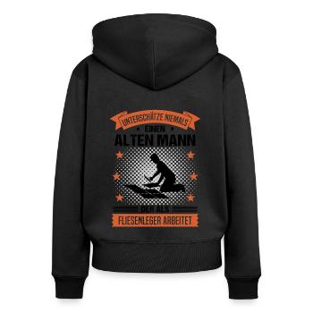 Fliesenleger Alter Mann Spruch Herren Geschenk - Frauen Premium Bio Zip Hoodie - Schwarz - Hinten - Julia (174cm)