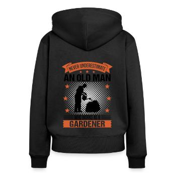 Gärtner Alter Mann Lustiger Spruch Herren Geschenk - Frauen Premium Bio Zip Hoodie - Schwarz - Hinten - Julia (174cm)