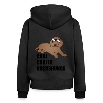 Cool teckel disant chien amoureux cadeau - Sweat à capuche zippé Premium bio Femme - noir - Dos - Julia (174cm)