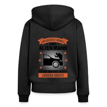 Lackierer Alter Mann Spruch Herren Geschenk - Frauen Premium Bio Zip Hoodie - Schwarz - Hinten - Julia (174cm)