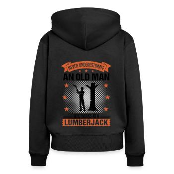 Citation du vieil homme bûcheron Cadeau des hommes - Sweat à capuche zippé Premium bio Femme - noir - Dos - Julia (174cm)