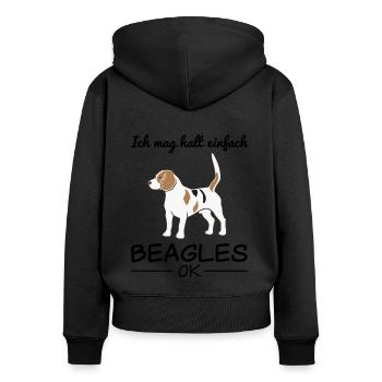 Beagle Hund Hundeliebhaber Spruch Geschenk - Frauen Premium Bio Zip Hoodie - Schwarz - Hinten - Julia (174cm)