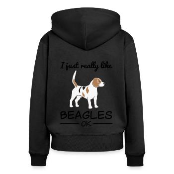 Beagle Hund Hundeliebhaber Spruch Geschenk - Frauen Premium Bio Zip Hoodie - Schwarz - Hinten - Julia (174cm)