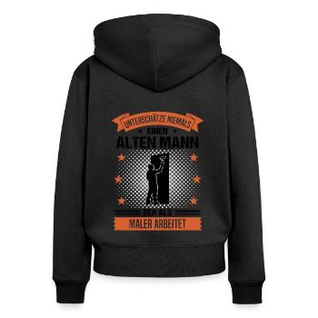 Maler Alter Mann Spruch Herren Geschenk - Frauen Premium Bio Zip Hoodie - Schwarz - Hinten - Julia (174cm)