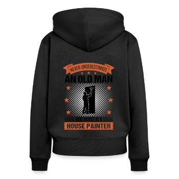 Maler Alter Mann Spruch Herren Geschenk - Frauen Premium Bio Zip Hoodie - Schwarz - Hinten - Julia (174cm)