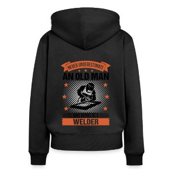 Un vieil homme soudeur disant un cadeau pour hommes - Sweat à capuche zippé Premium bio Femme - noir - Dos - Julia (174cm)