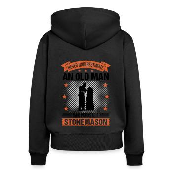 Stonemason Old Man Saying Men's Gift - Women's Premium Organic Zip Hoodie - black - Back - Julia (174cm)