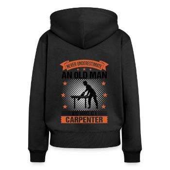 Le vieil homme charpentier dit le cadeau des hommes - Sweat à capuche zippé Premium bio Femme - noir - Dos - Julia (174cm)